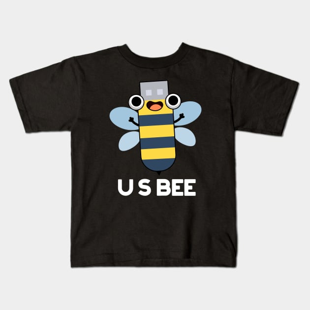 US Bee Funny USB Technical Pun Kids T-Shirt by punnybone